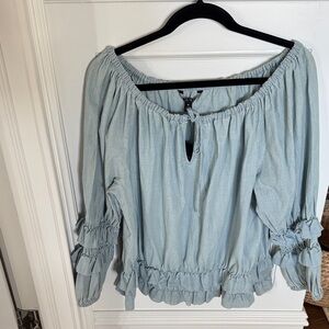Ralph Lauren Light Blue Ruffle Blouse
